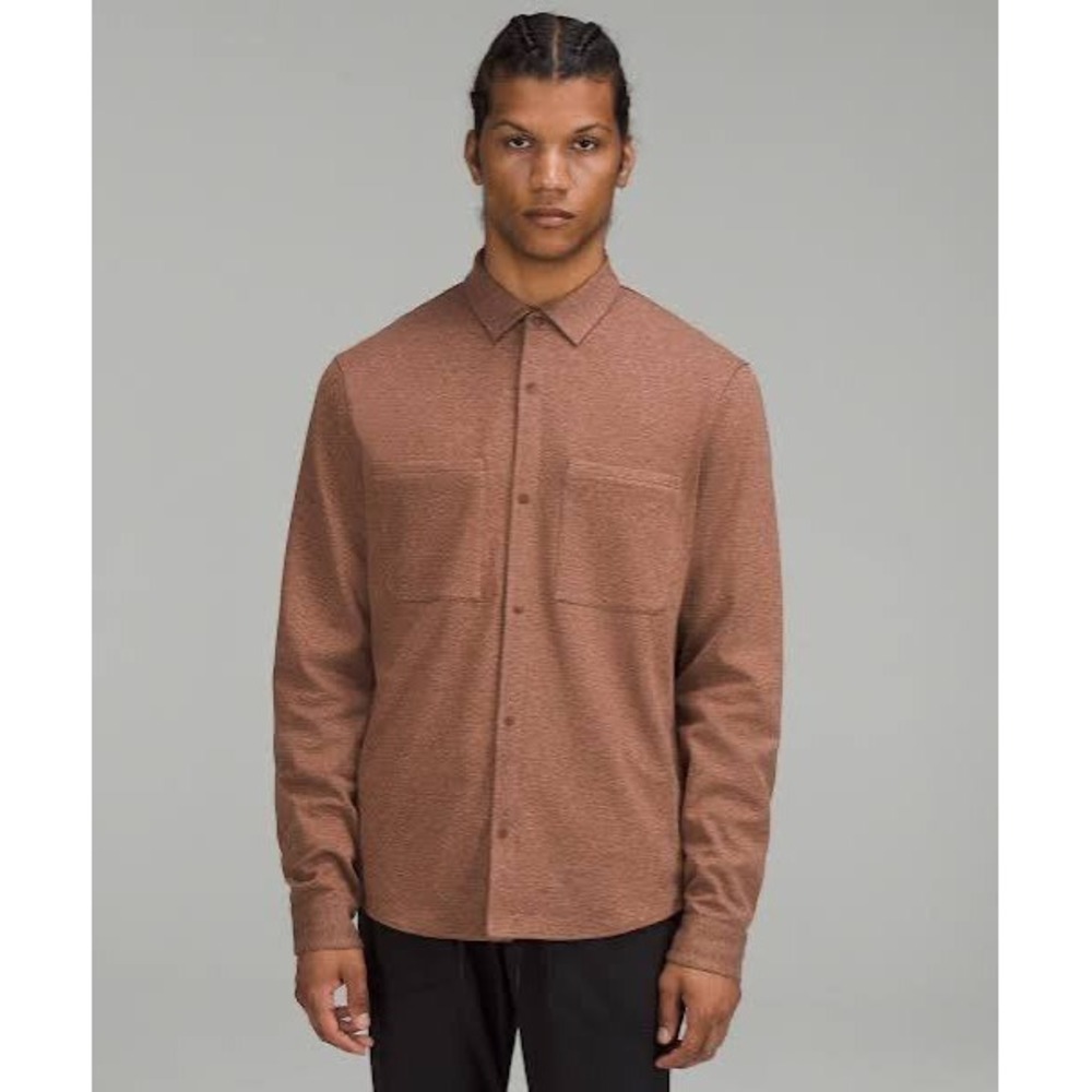Lululemon Soft Knit Overshirt Heathered Roasted Brown Commuter MinimalMens Large